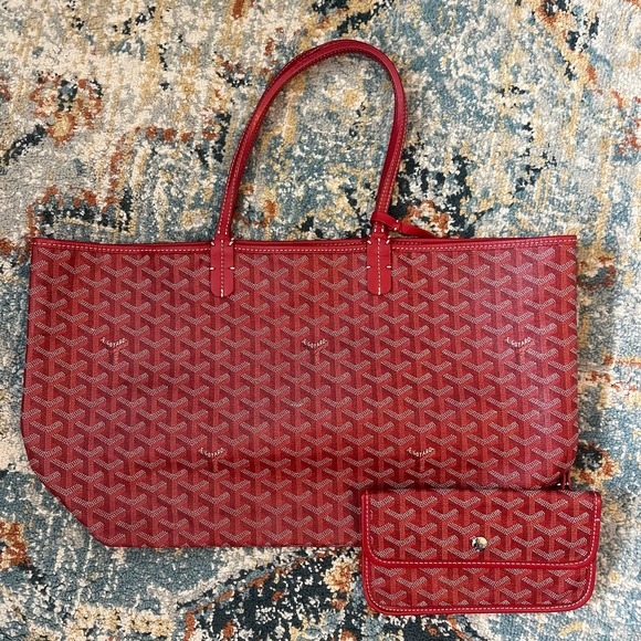 Goyard Saint Louis Tote Bad Red PM Coated Canvas - Picture 1 of 15
